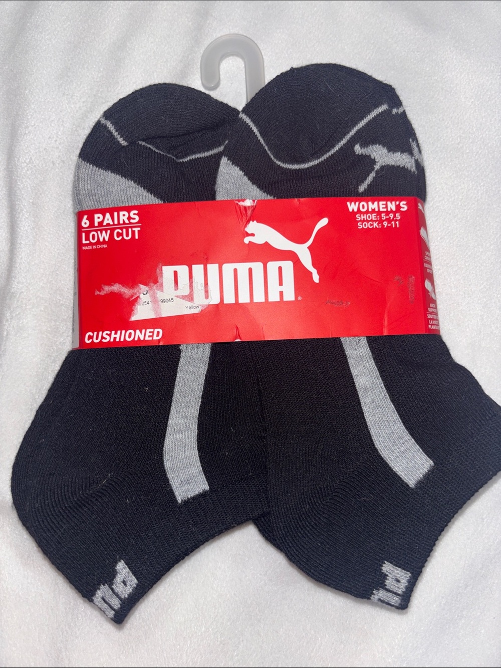 Puma Women's Low Cut Cushioned Socks - Black & Gray (6 Pairs)